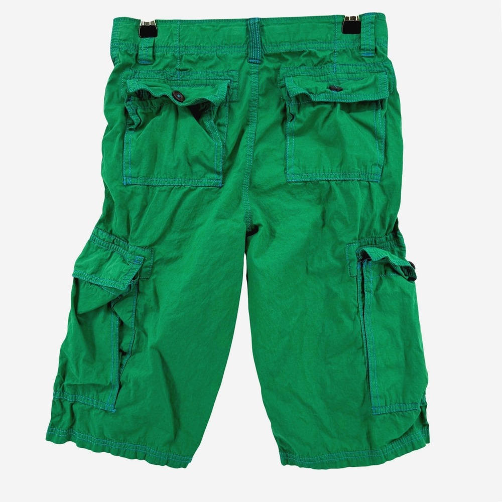 Mini Boden Boys Green Cotton Techno Cargo Shorts Adjustable Waist Size 12Y Skate - Picture 2 of 8